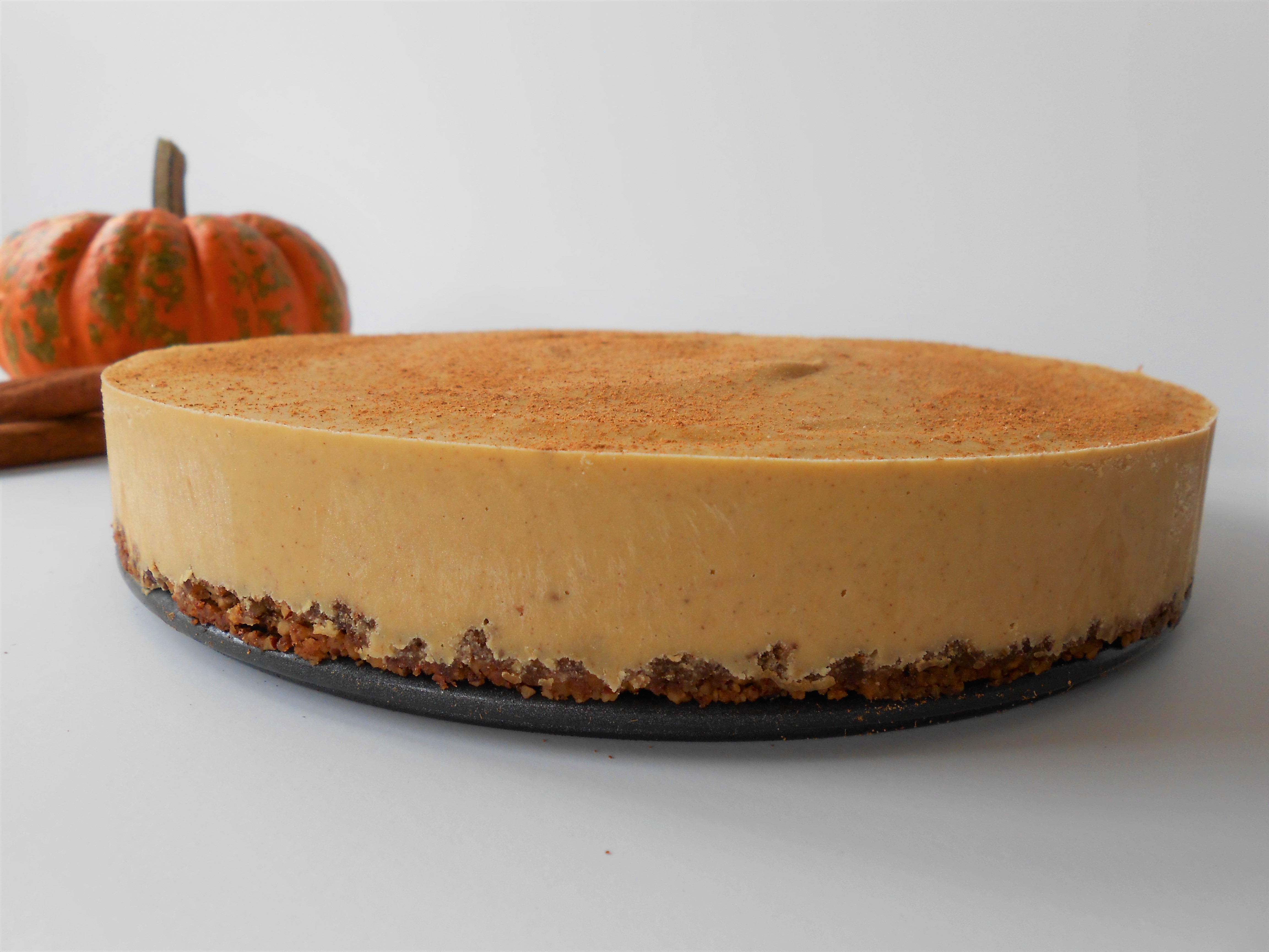 Pumpkin Cheesecake with Pecan Cookie Crust
